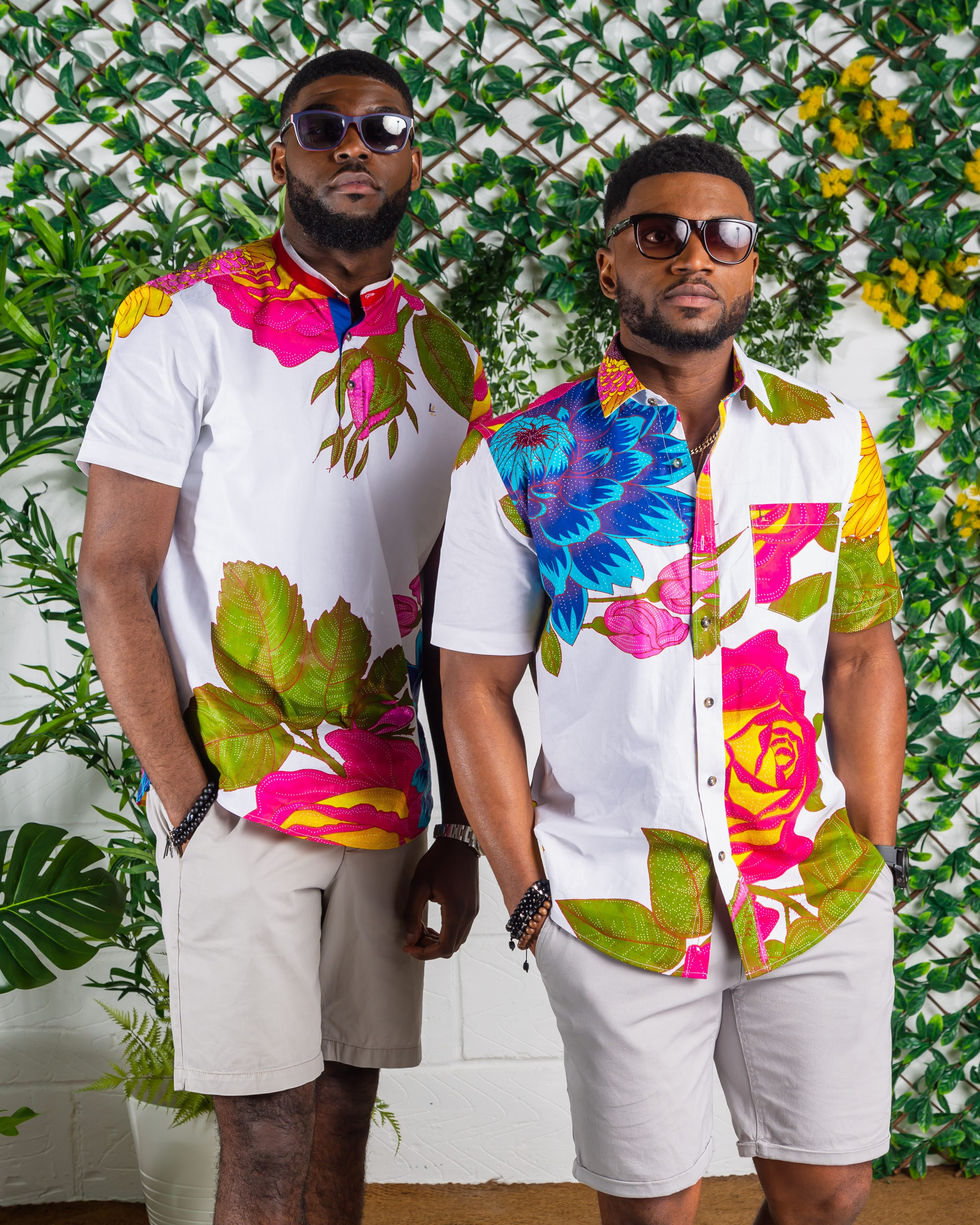 African Print Grandad Collared Shirt for Men - THOMAS