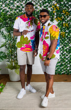 African Print Grandad Collared Shirt for Men - THOMAS