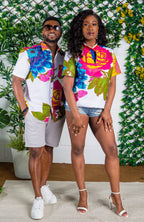 African Print Grandad Collared Shirt for Men - THOMAS