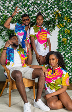 African Print Short Sleeved Shirt for Women - THALIA