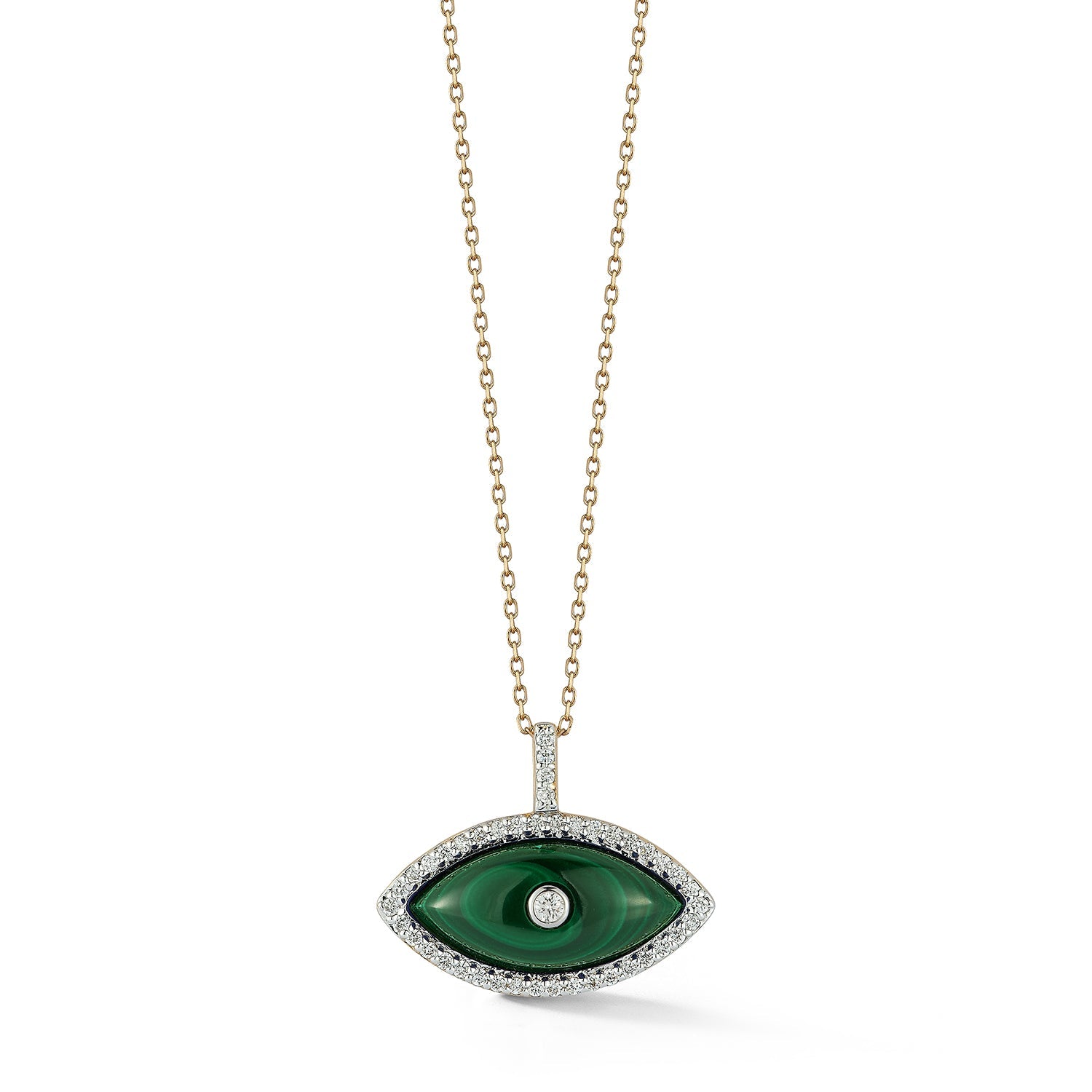 14kt Malachite Marquise Eye of Protection Necklace