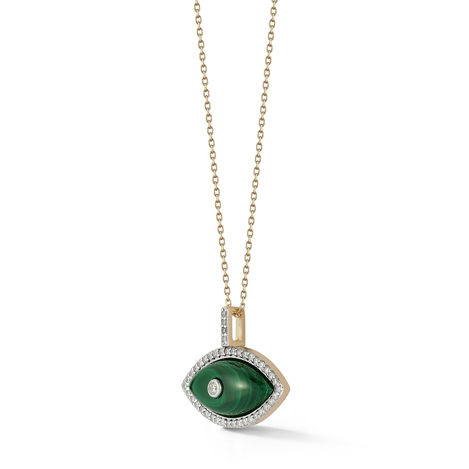 14kt Malachite Marquise Eye of Protection Necklace