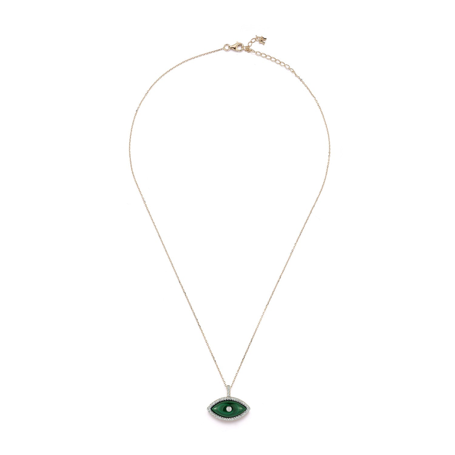14kt Malachite Marquise Eye of Protection Necklace