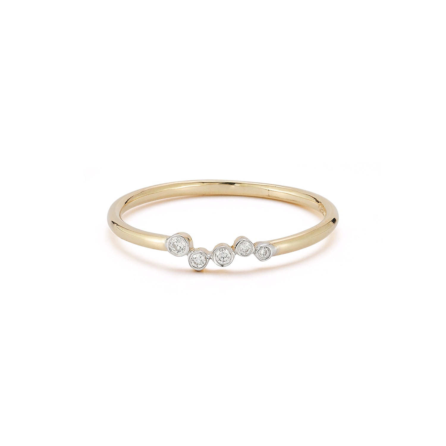 14kt Mini Diamond Bezel Wave Ring