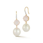 14kt Brilliant Pink Topaz and Baroque Pearl Drop Earrings