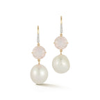 14kt Brilliant Pink Topaz and Baroque Pearl Drop Earrings