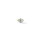 14kt Single Emerald Evil Eye Stud