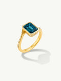 Aurora Ring With Emerald-Cut Blue Topaz & Pavé-Set White Diamond