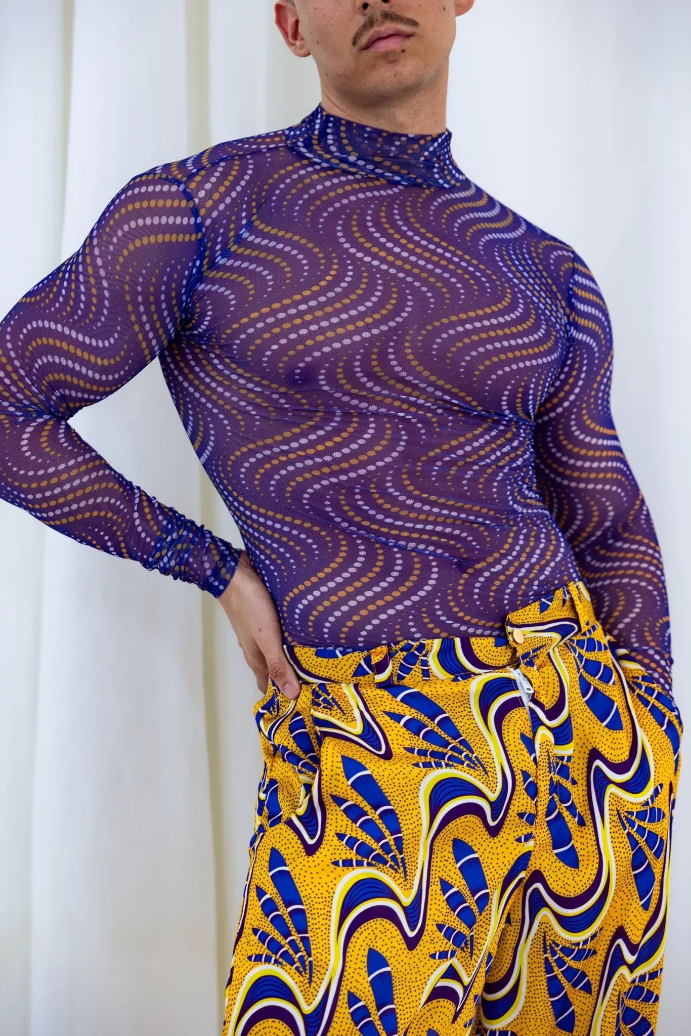 Stylish African Print High-Neck Blouse