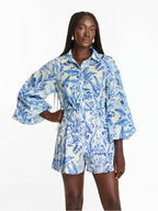 Printed Cotton Voile Nora Shirt - Toile Blu