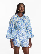 Printed Cotton Voile Nora Shirt - Toile Blu