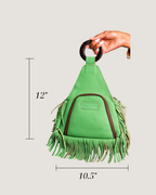 Alpha Fringe Bag – Green Leather