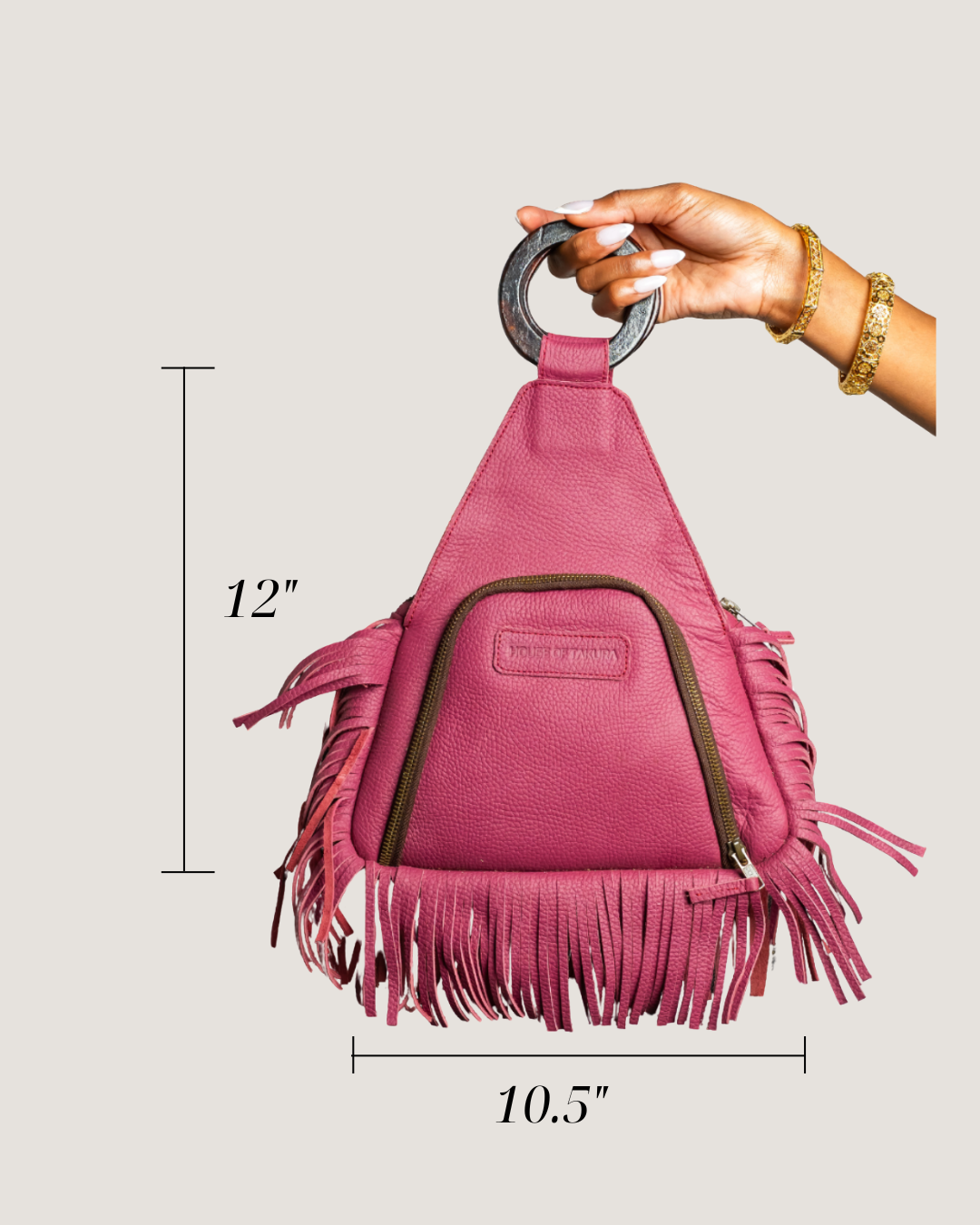 Alpha Fringe Bag – Pink Leather