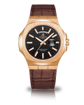 Rosegold/Black - Brown leather - plain Constellation Day Date