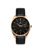 Rosegold/black - black leather strap Villa