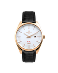 Rosegold/White - black leather strap Villa