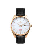 Rosegold/White - black leather strap Villa