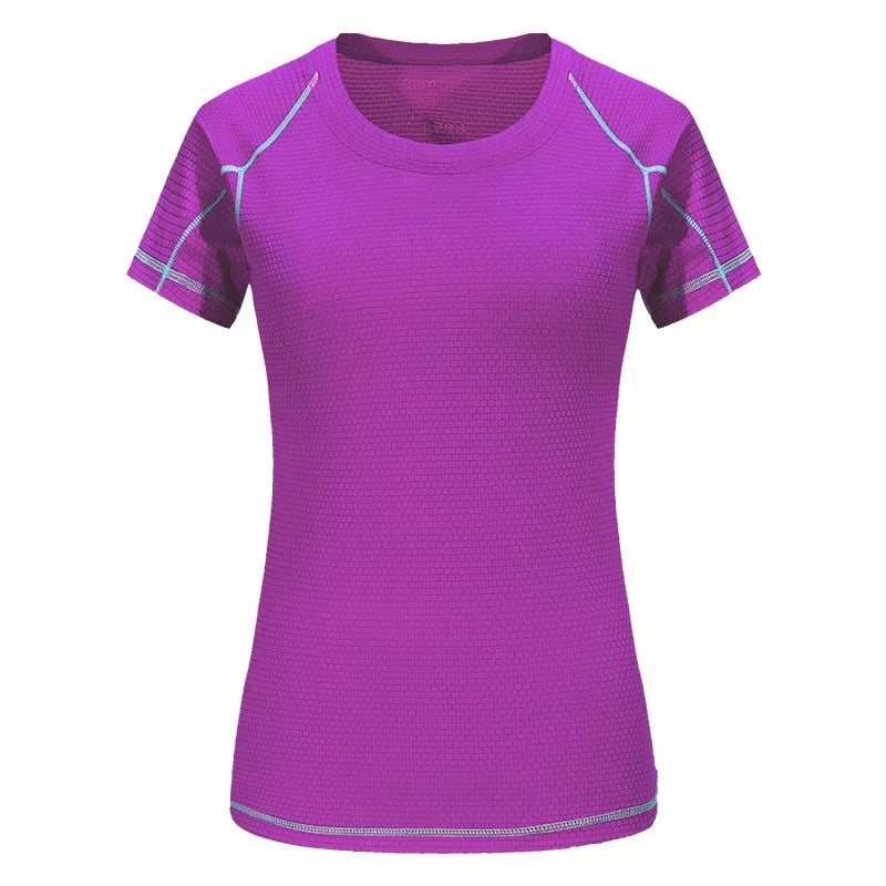 (M-4XL)Quick Dry Sports Shirt Woman Crossfit Exercise Training Short Sleeve Yoga Tops Ladies Running Fitness Shirt 6 Colors
