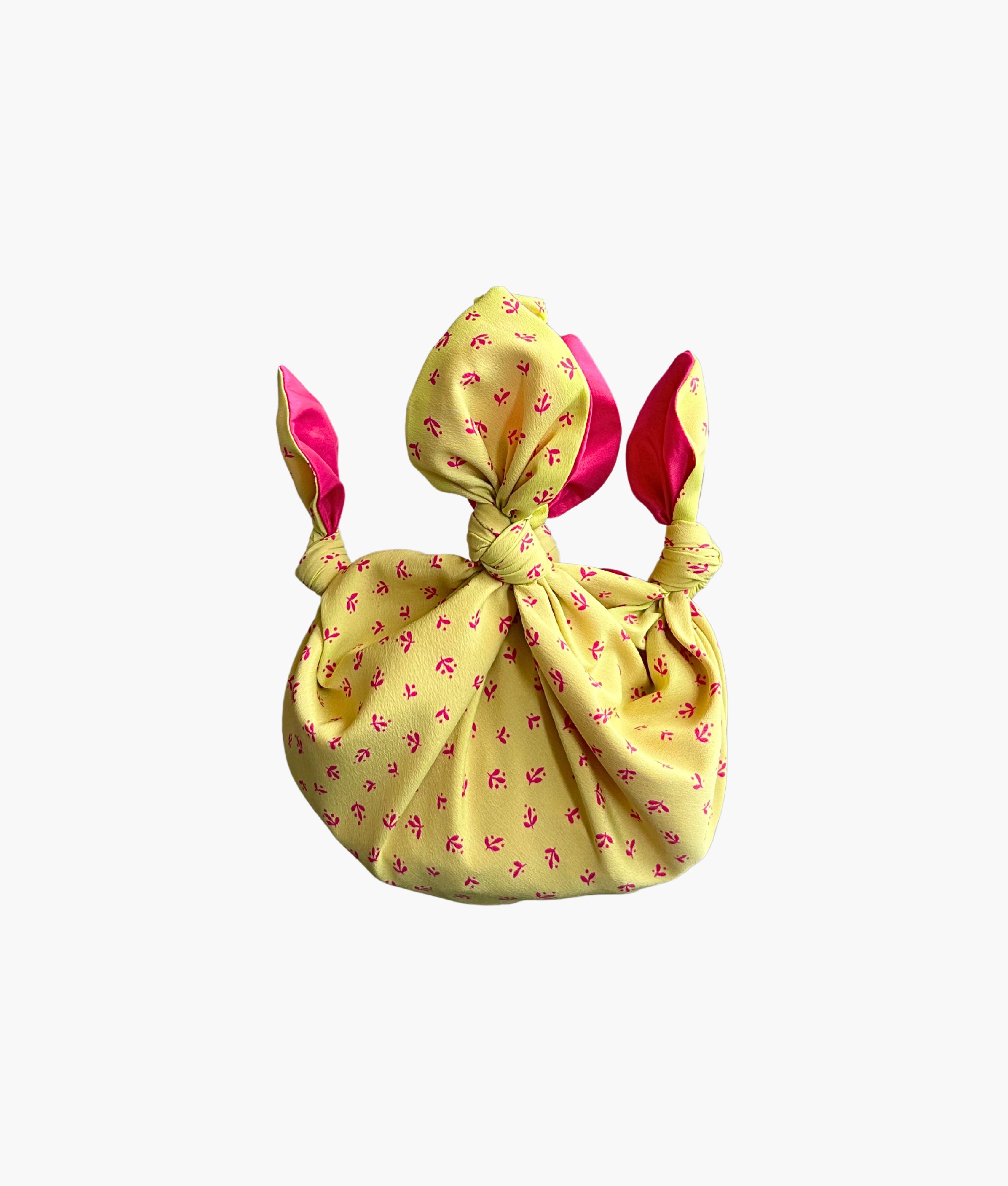 Baby furoshiki bag in soft lime and cerise
