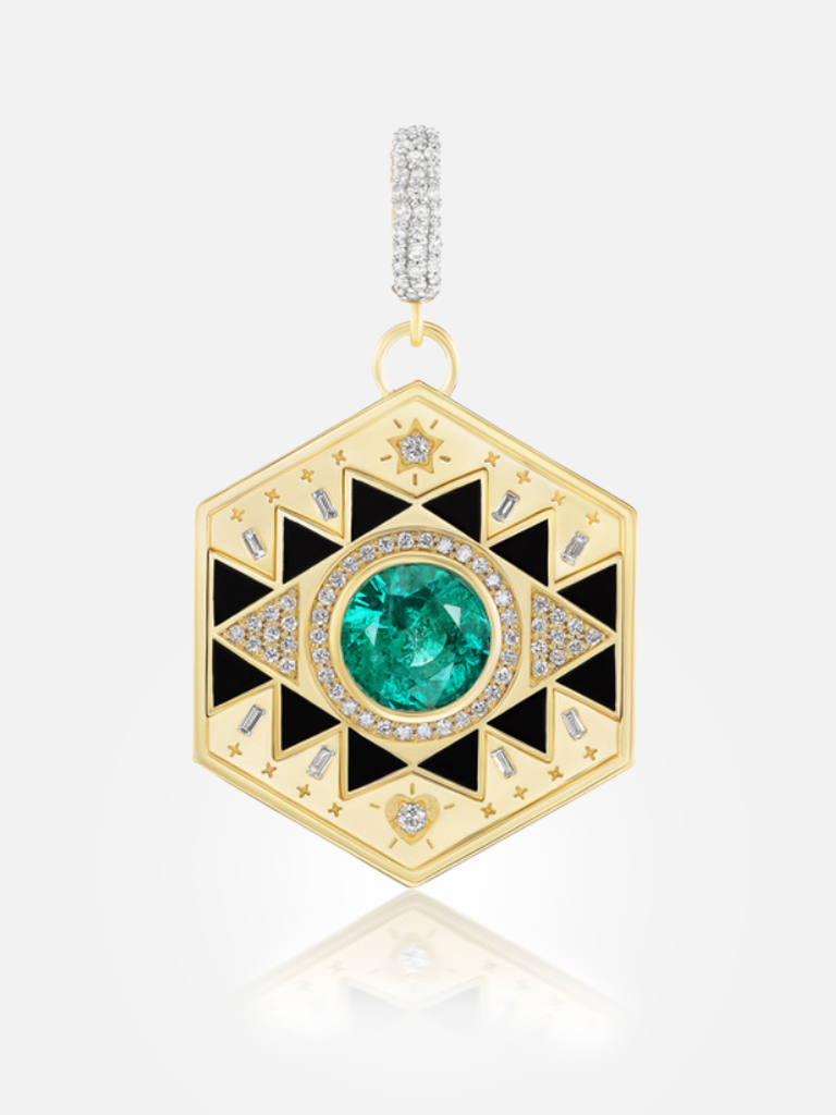 Evil Eye Major Pendant, Emerald/Onyx
