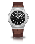 Silver/Black - brown leather strap plain Constellation Day Date