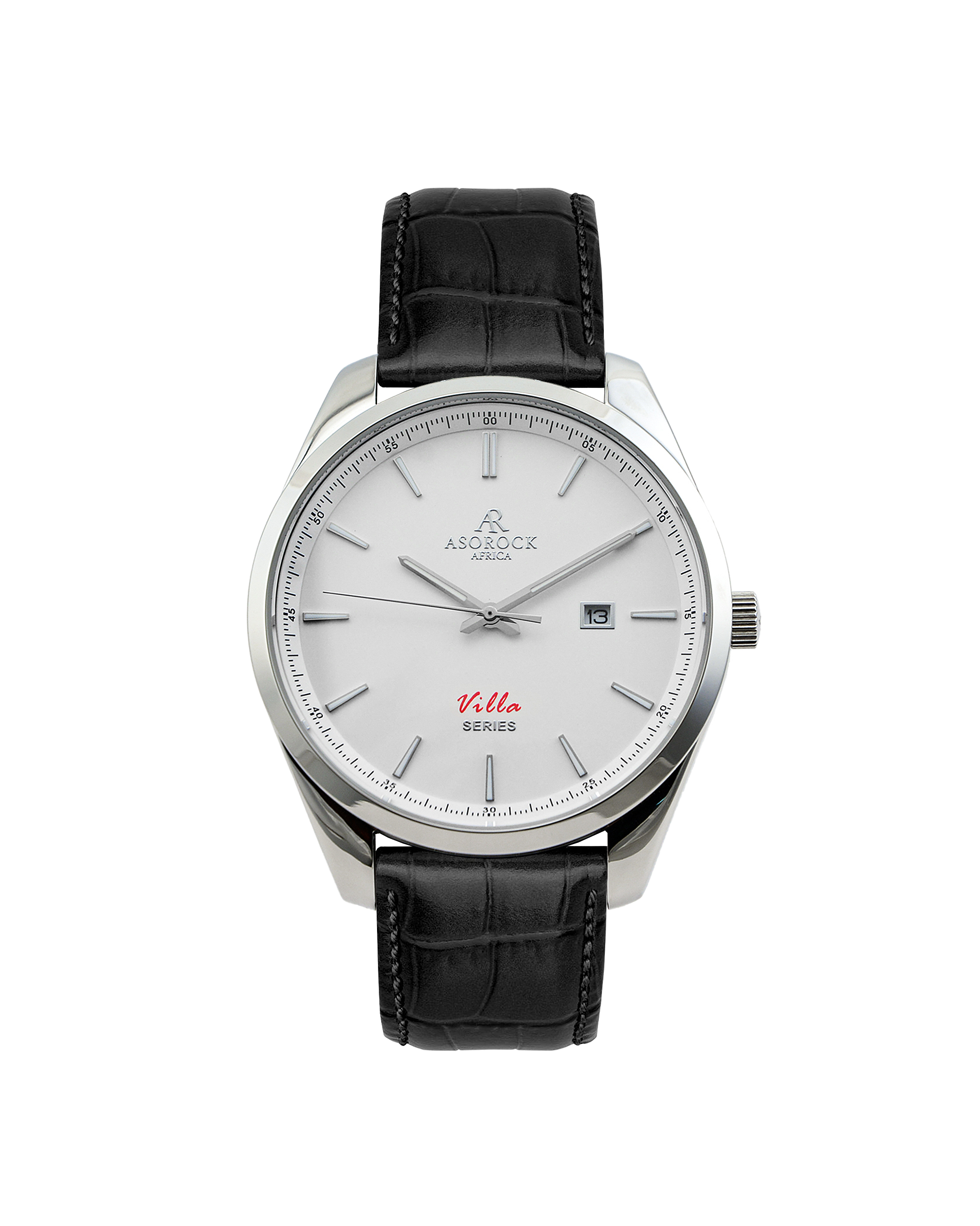 Silver/white - black leather strap Villa