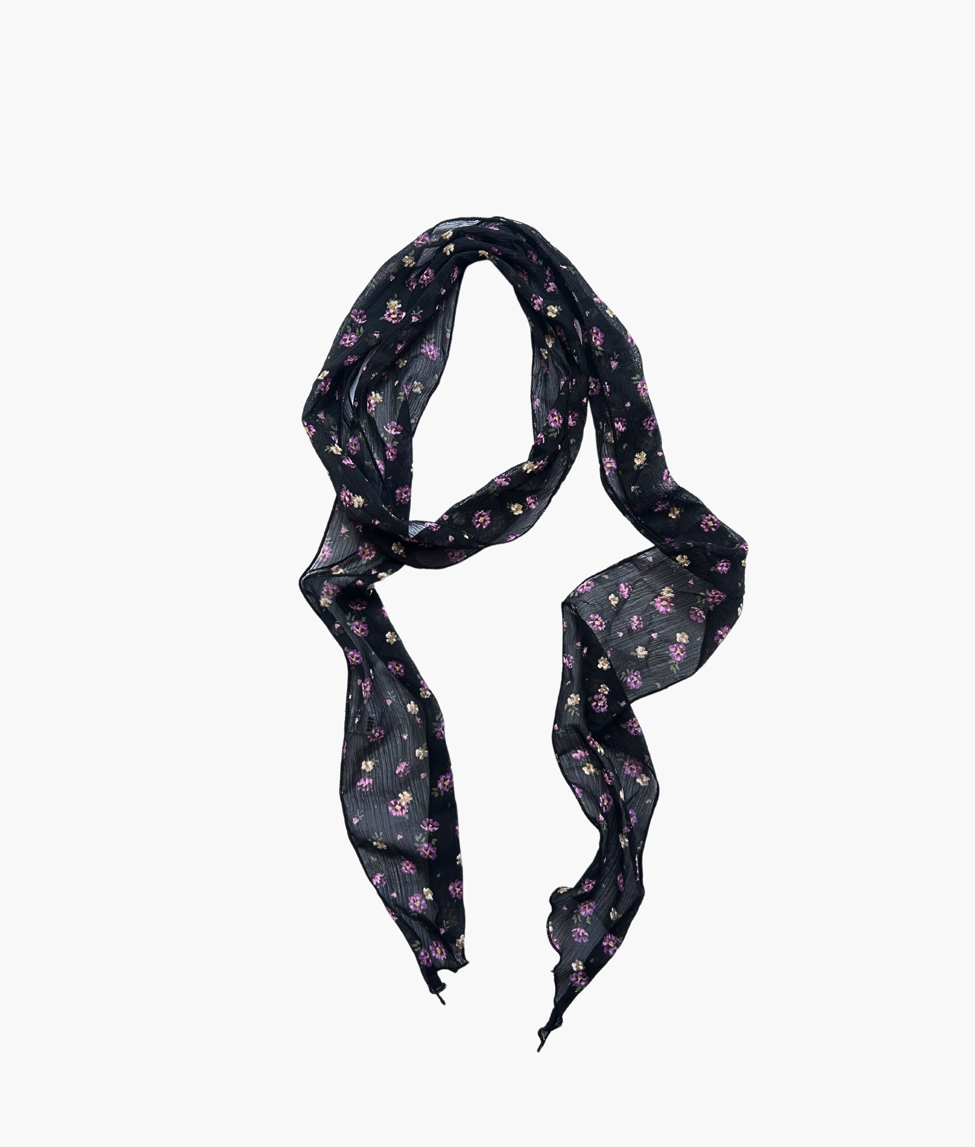 Tallulah skinny scarf in black and purple floral