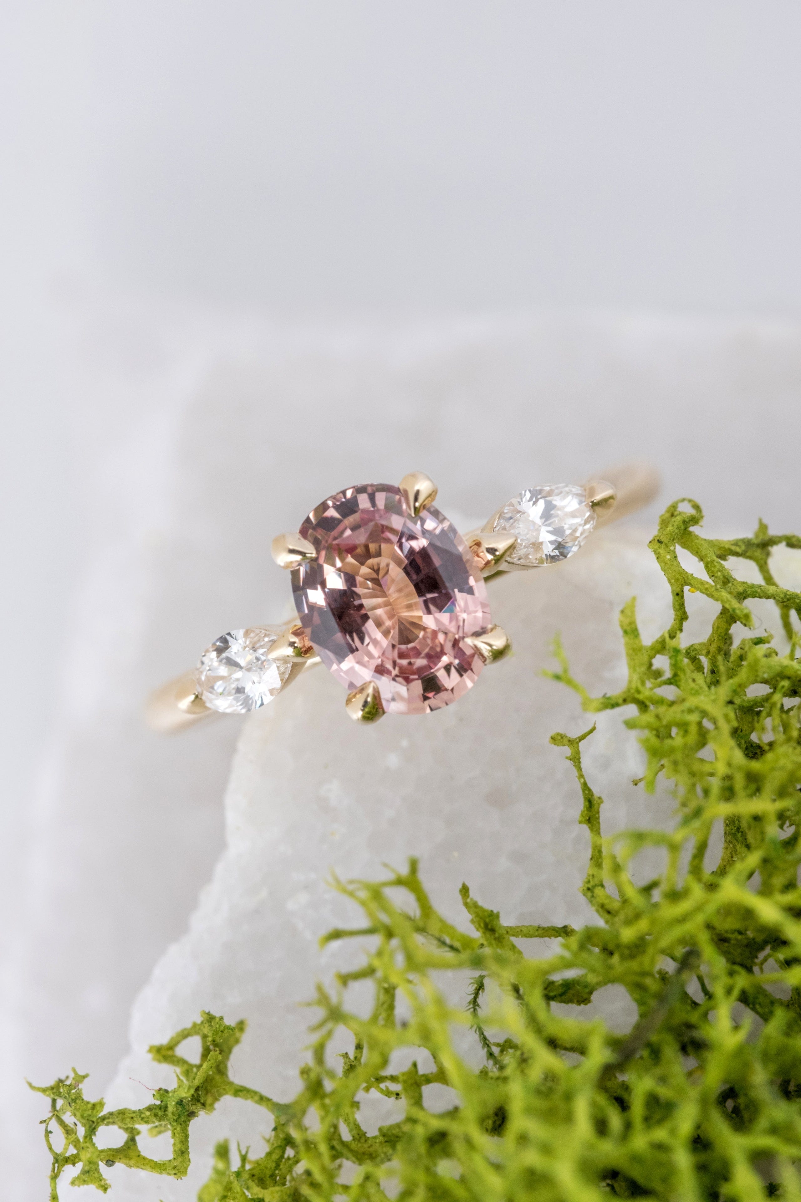 1.46ct Zara Oval Peach GIA-Certified Sapphire & Diamond Engagement Ring