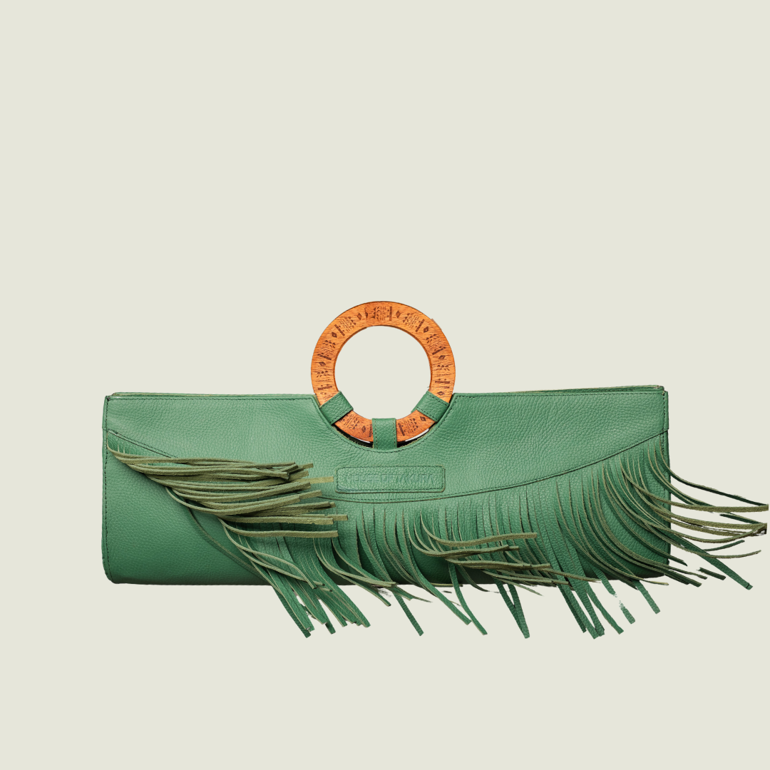 Manaka Statement Clutch -  Shamrock Green Leather