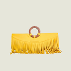 Manaka Statement Clutch - Yellow Leather