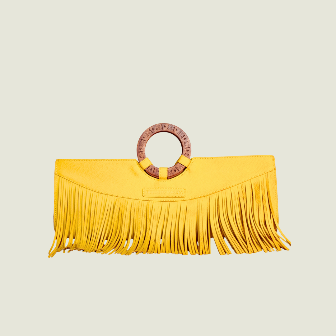 Manaka Statement Clutch - Yellow Leather