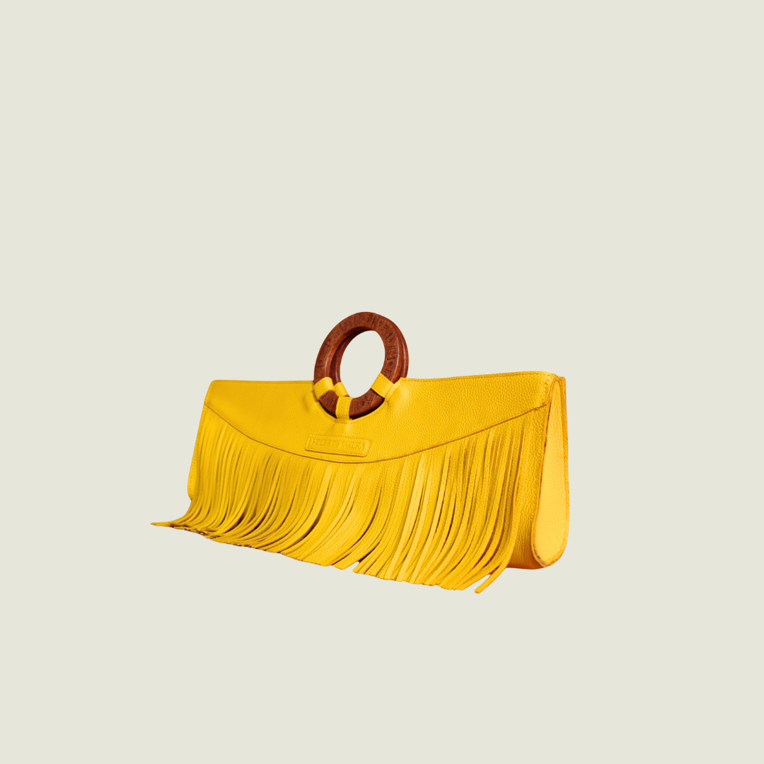 Manaka Statement Clutch - Yellow Leather