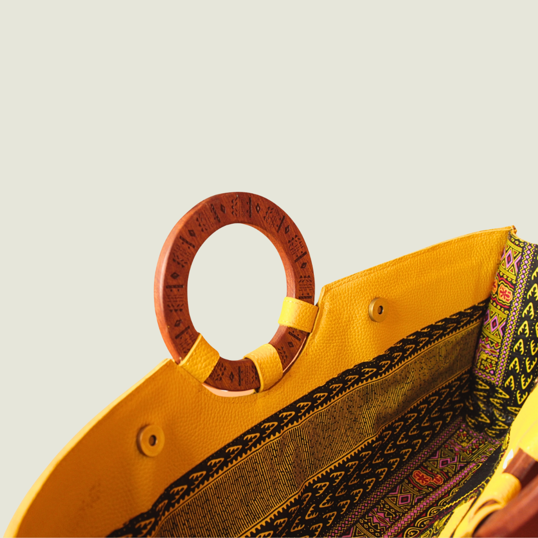 Manaka Statement Clutch - Yellow Leather