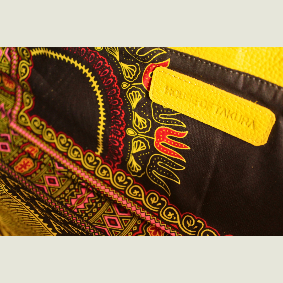 Manaka Statement Clutch - Yellow Leather