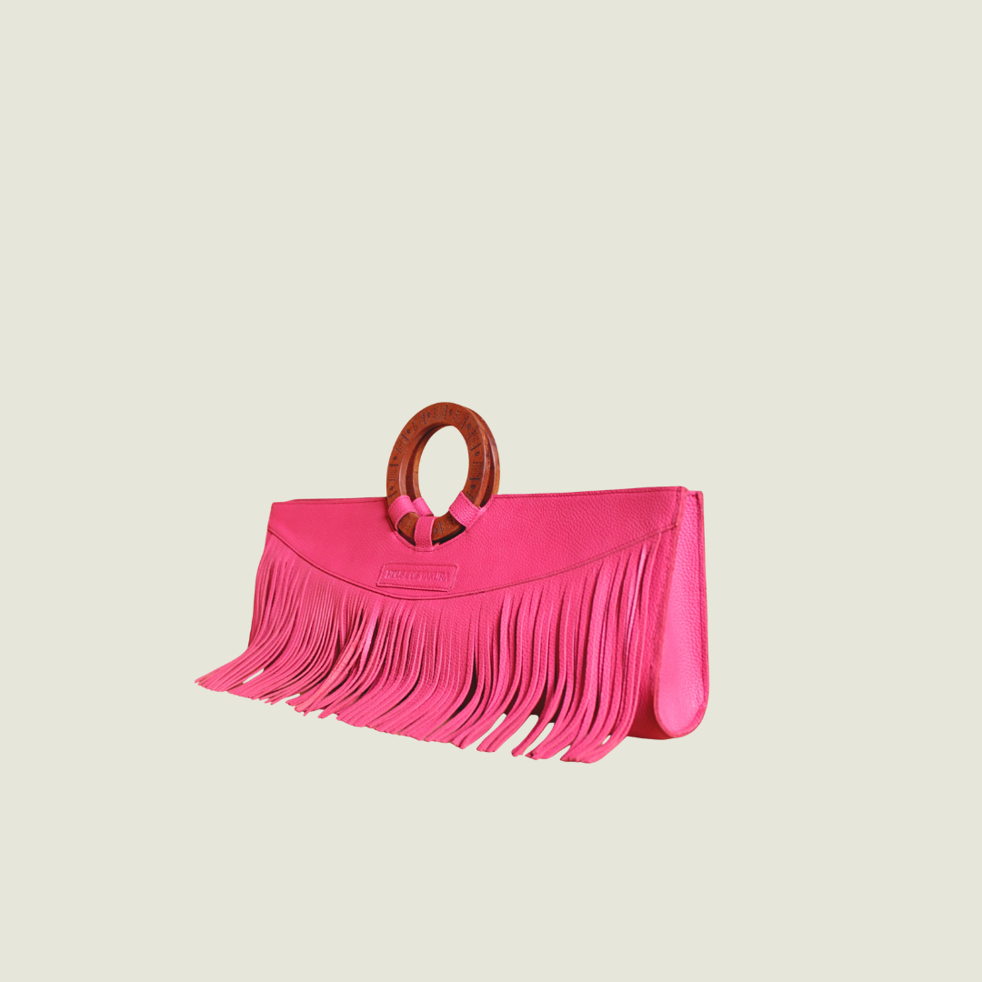 Manaka Statement Clutch - Pink Leather