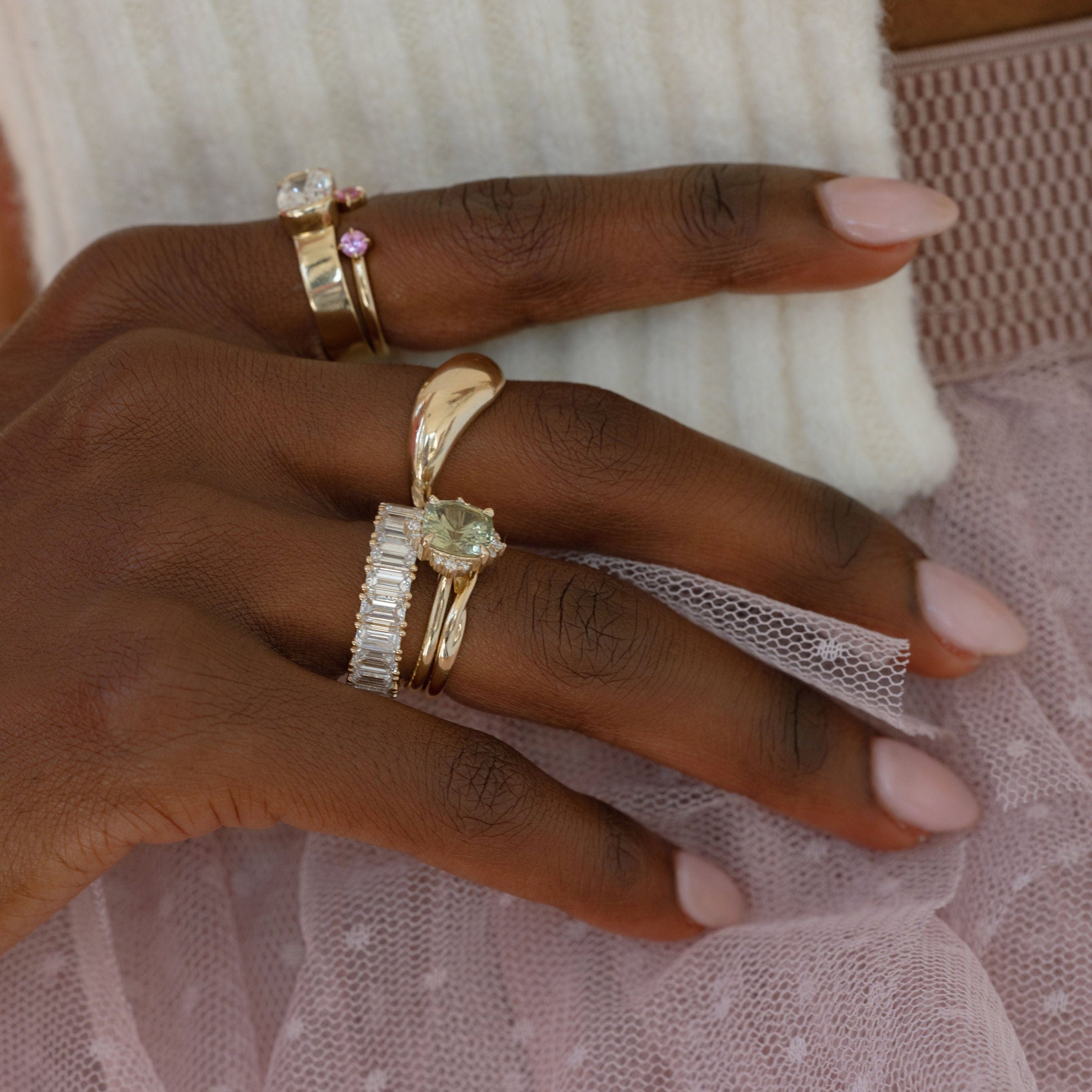 2.81ct Serena Cushion Olive Green Sapphire & Diamond Engagement Ring