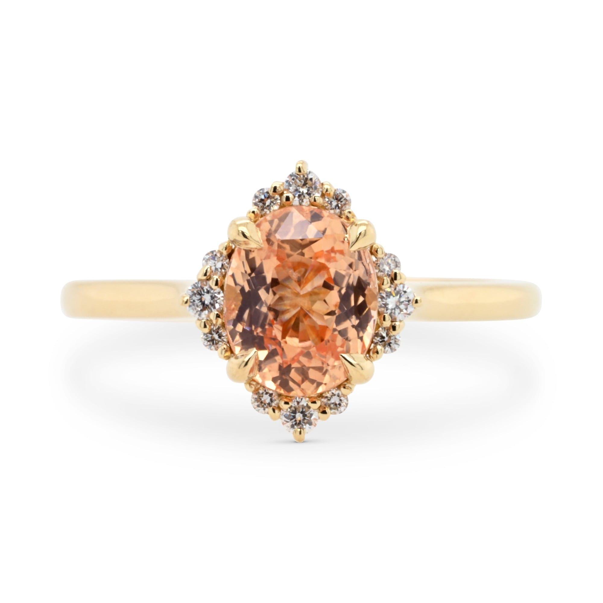 1.63ct Serena Oval Peach Sapphire & Diamond Engagement Ring