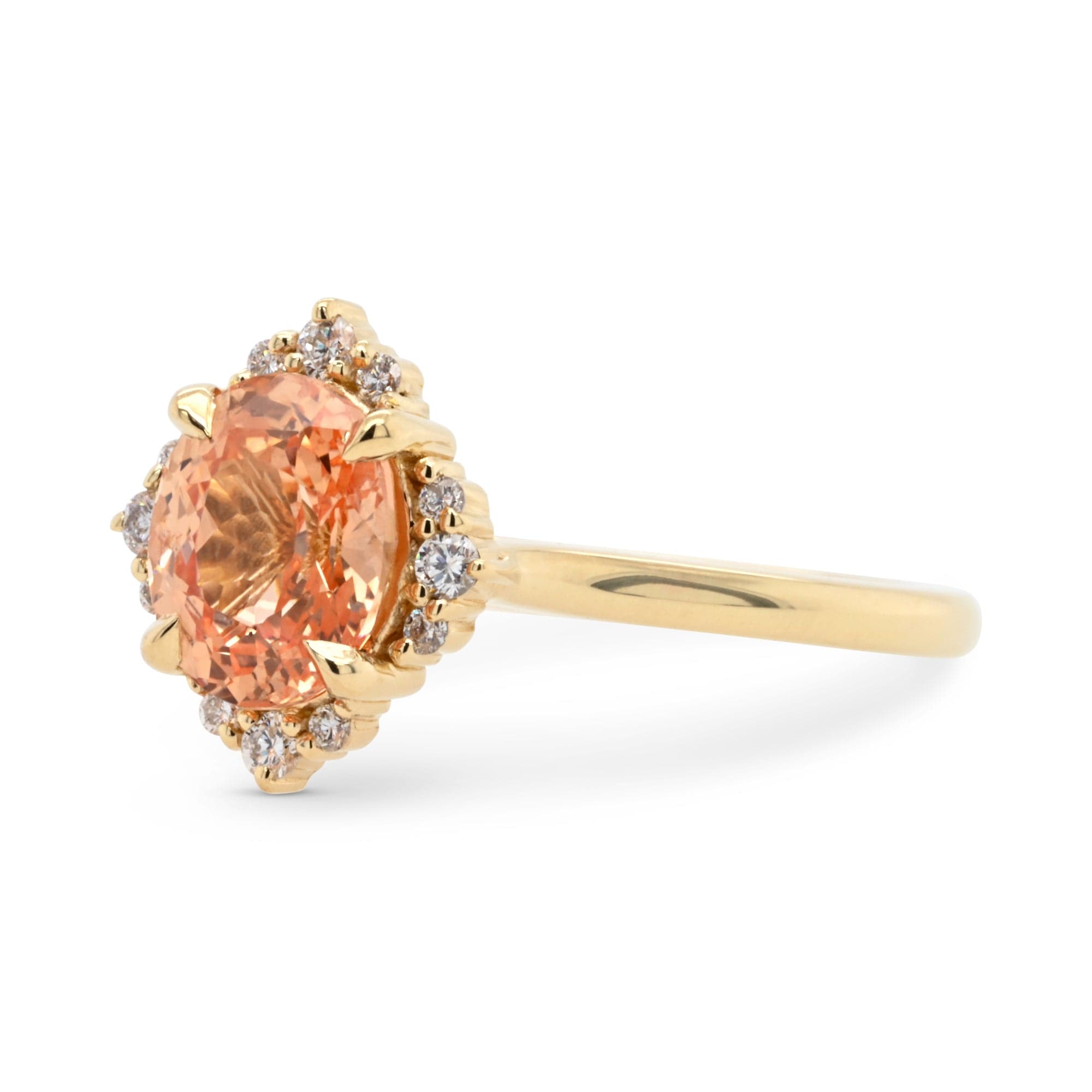 1.63ct Serena Oval Peach Sapphire & Diamond Engagement Ring