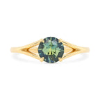 1.01ct Stella Round Teal Blue Sapphire & Diamond Enagement Ring