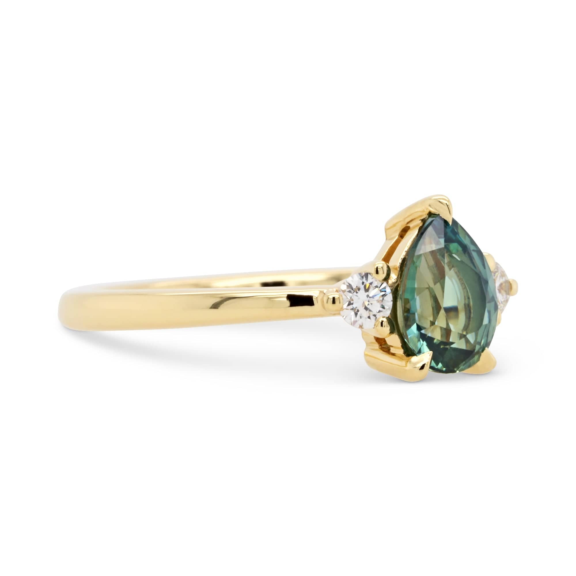 1.15ct Zara Pear Teal Sapphire & Diamond Engagement Ring