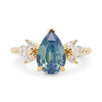 2.59ct Bella Pear Opalescent Blue Sapphire & Marquise Diamond Engagement Ring