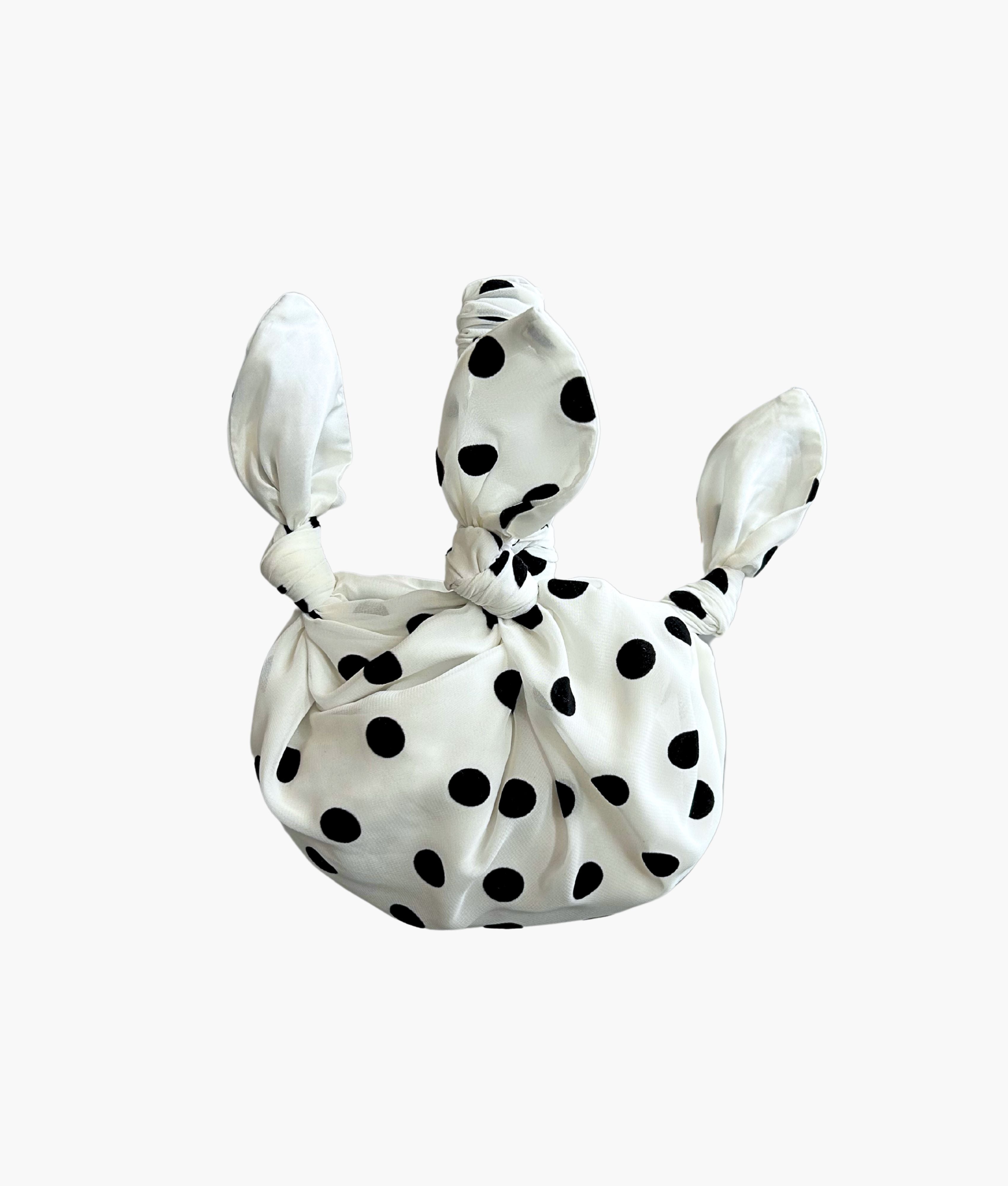 Baby furoshiki bag in white polka dot