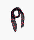 Ziza skinny scarf in black with petal print crinkle chiffon