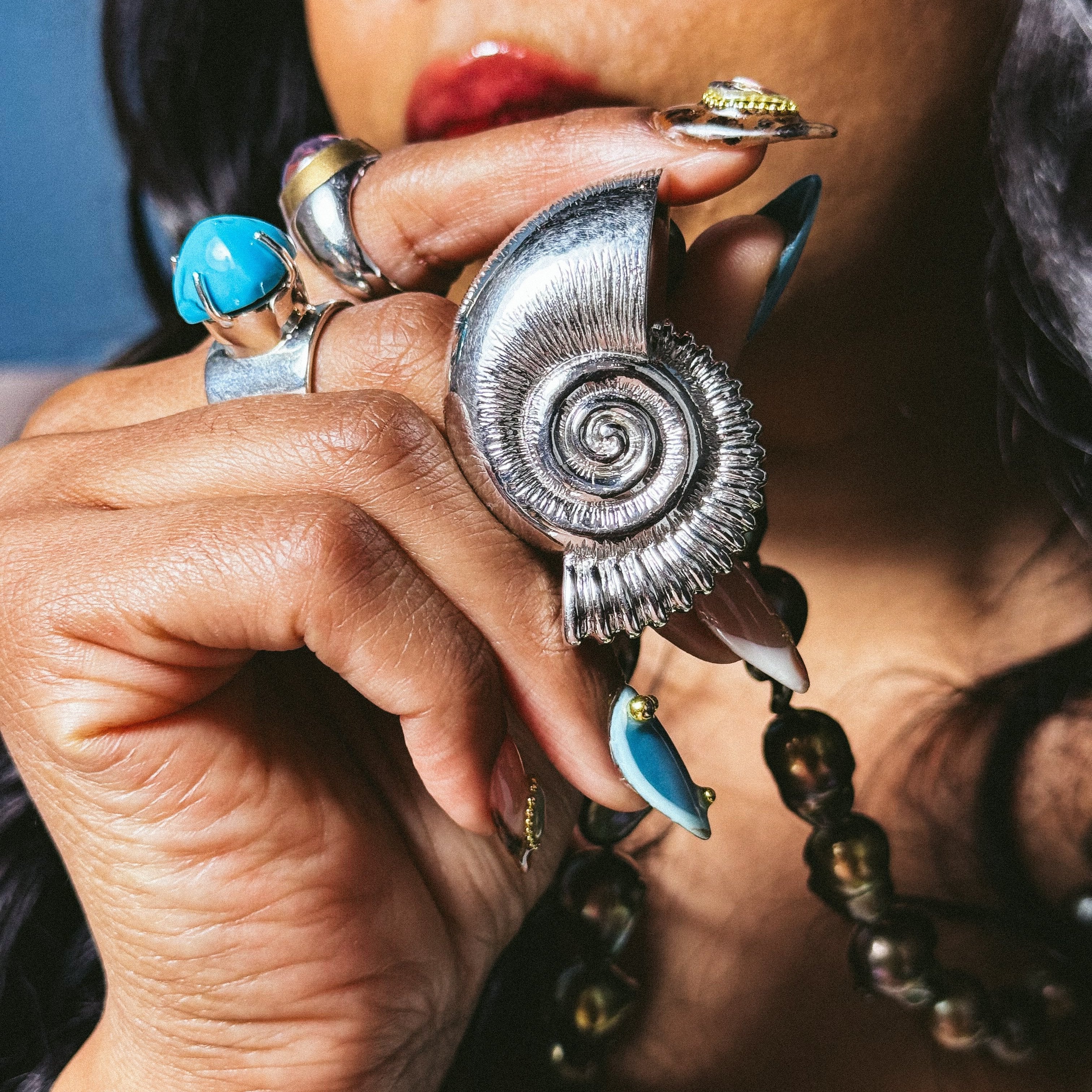 Luminesce Shell Necklace + Brooch in White Rhodium