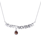 Heart Movement Necklace in White Rhodium with Brown Mother of Pearl - 1 Left