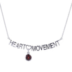 Heart Movement Necklace in White Rhodium with Red Garnet - 1 Left