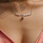 Heart Movement Necklace in White Rhodium with Brown Mother of Pearl - 1 Left