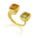 Lila Ring with Citrine + Peridot in Matte Gold