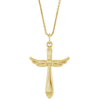 Angel Wings Cross Necklace 14k Gold
