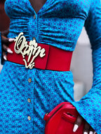 Orijin Logo Reversible Wide Leather Belt (Black/Red)